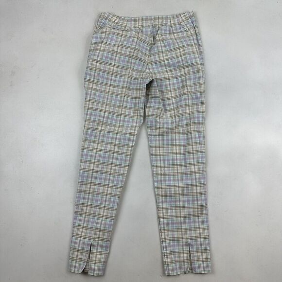 VTG Talbots White Multicolor Plaid Cropped Pants Stretch Cotton Spandex Sz 4 - Picture 9 of 10